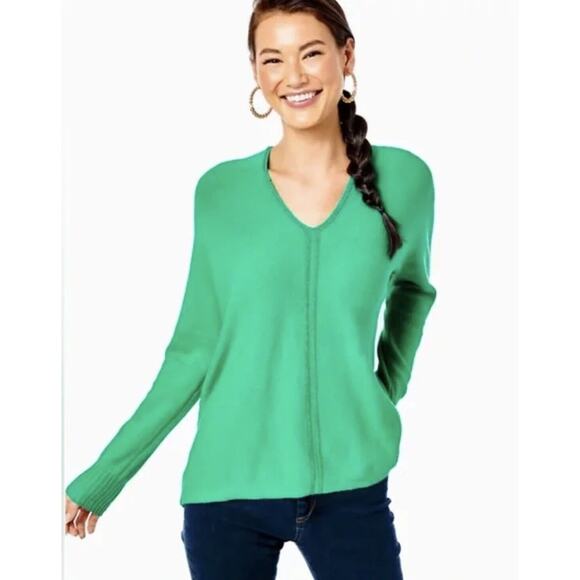 Lilly Pulitzer Sevie Relaxed Fit V-neck Green Sweater Sz M - Picture 1 of 10
